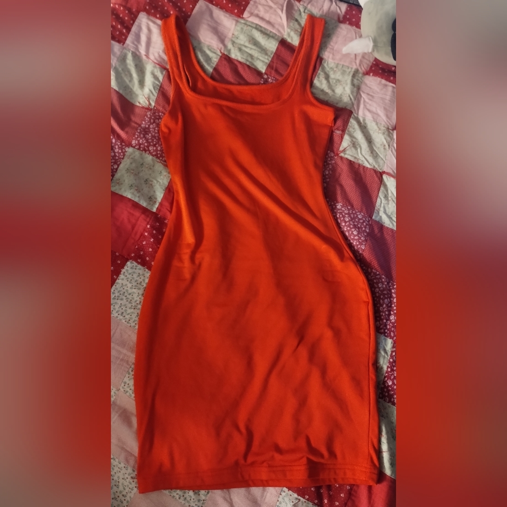 Orange red dress women's size small